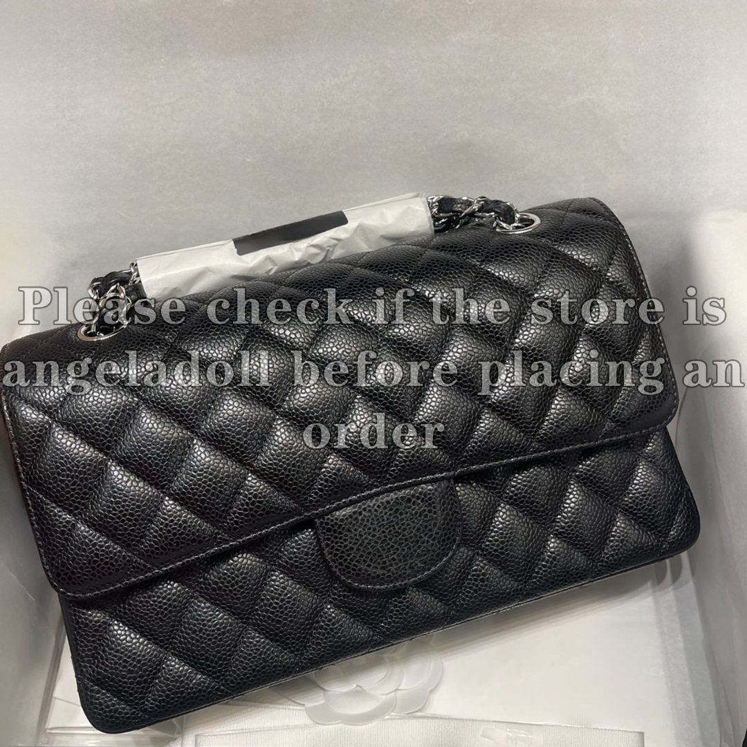 10A Mirror Quality Designer Classic Double Flap Bags 25cm Medium Womens Handbag Real Leather Caviar Lambskin BLack Quilted Purse Crossbody Shoulder Chain Box Bag