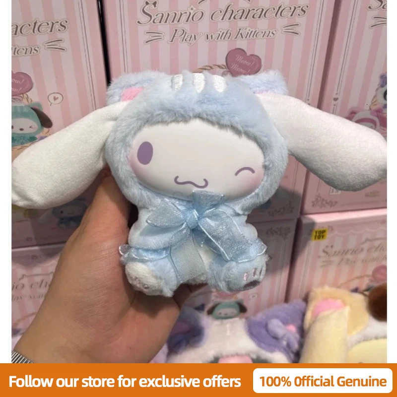 Sanrio Genuine Characters Play With Kittens Series Mystery Box Kuromi Melody Cute Vinyl Plush Blind Box Pendant Doll Gift H251217