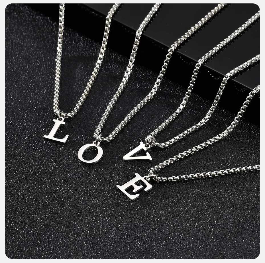 Vnox Simple A-Z Letter Necklace for Men Waterproof Stainless Steel 26 Letters Pendant NecklaceMens Minimal Initial Necklace G251217