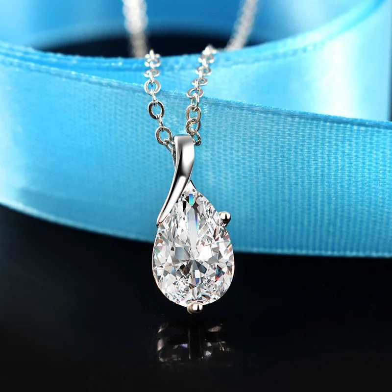 S925 Sterling Silver Necklace Angel Tears Crystal Red Pendant Necklace for Woman Charm Jewelry Gift G251217