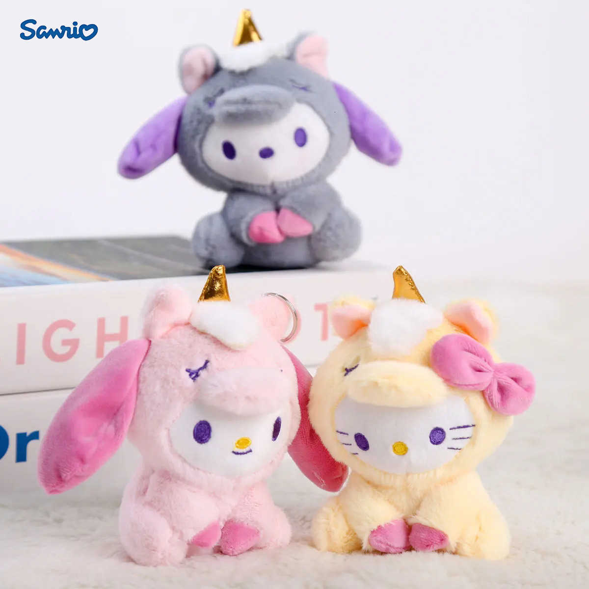 Sanrio Unicorn Kitty Cat Melody Kuromi Plush Doll Keychain DIY Decoration Backpack Shoulder Bag Accessories Plush Pendant Gift Giving H251217