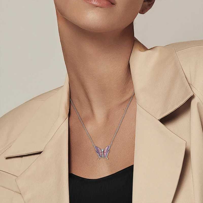 2025 New 925 Sterling Silver Necklace Zircon Heart Butterfly Simple Necklaces For Women Anniversary Birthday Jewelry Gift Female G251217