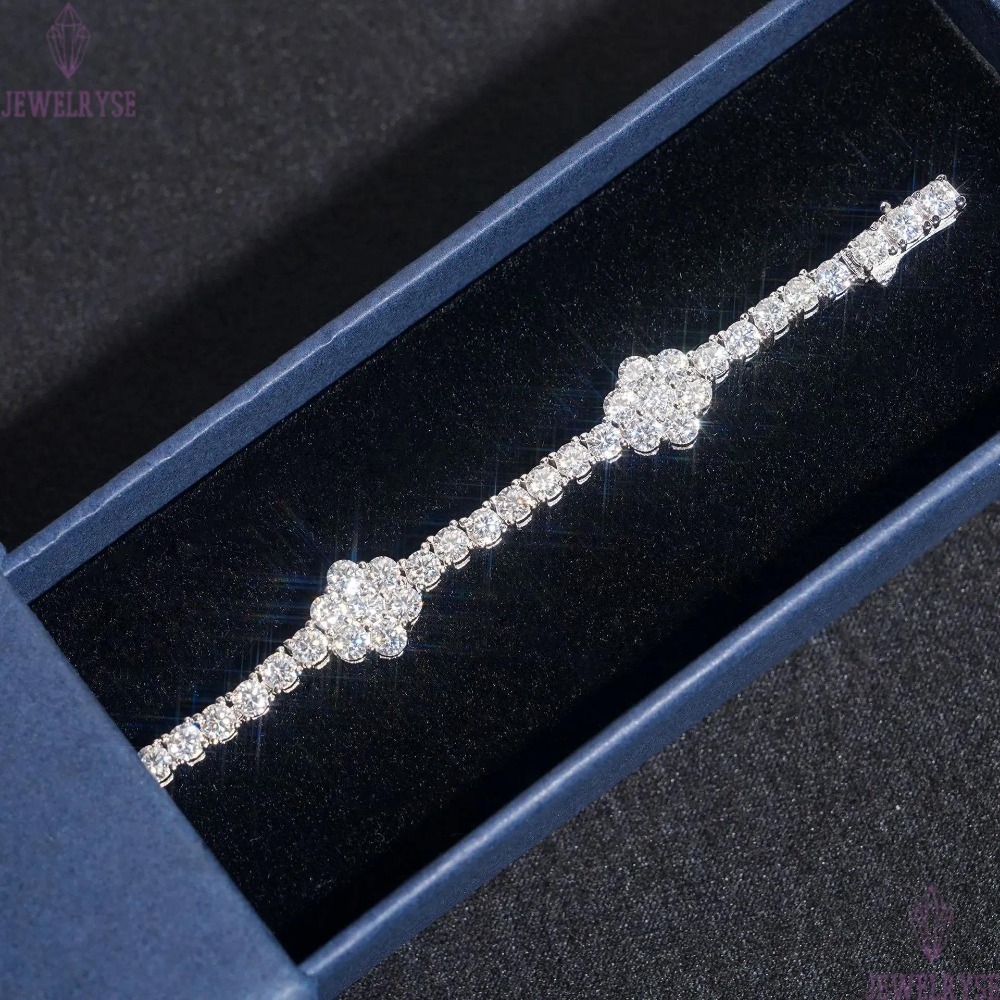New S925 Silver D 3mm Moissanite Flower Tennis Chain Mens and Womens Hip Hop HIPHOP Bracelet