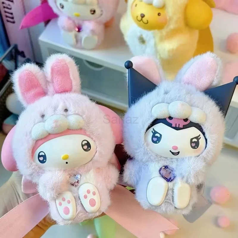 Sanrio Kuromi Cinnamoroll Characters Diamond Bunny Baby Series Vinyl Plush Blind Box Toy Cute Bag Pendant Doll Mystery Box Girl Gift H251217