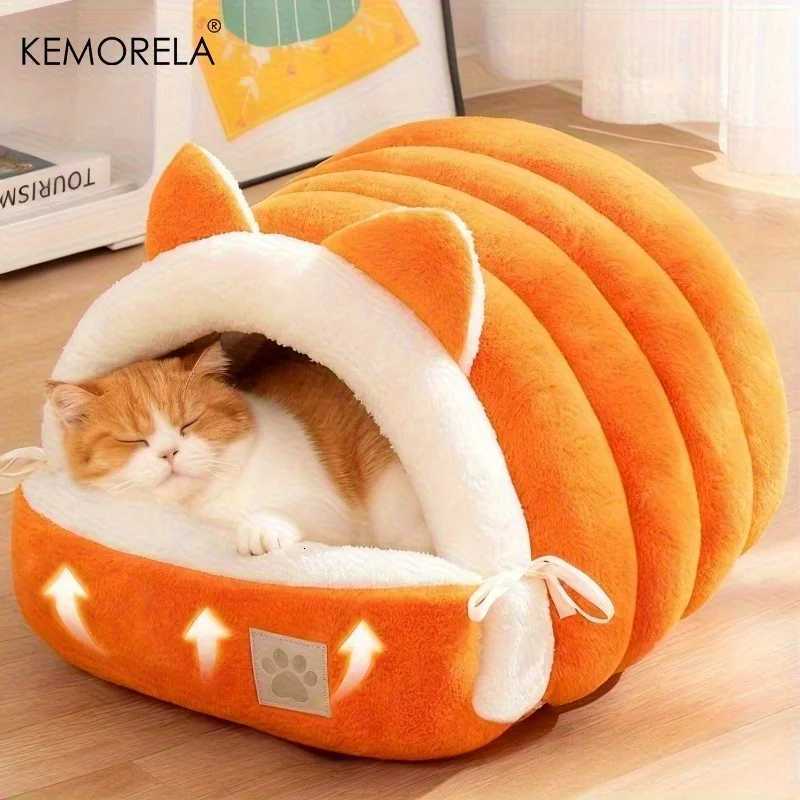 KEMORELA New For Cat Ear Cat Bed -Soft Semi Winter-Enclosed Pet Nest with Non-Slip Bottom Windproof Warm Removable Washable M251217