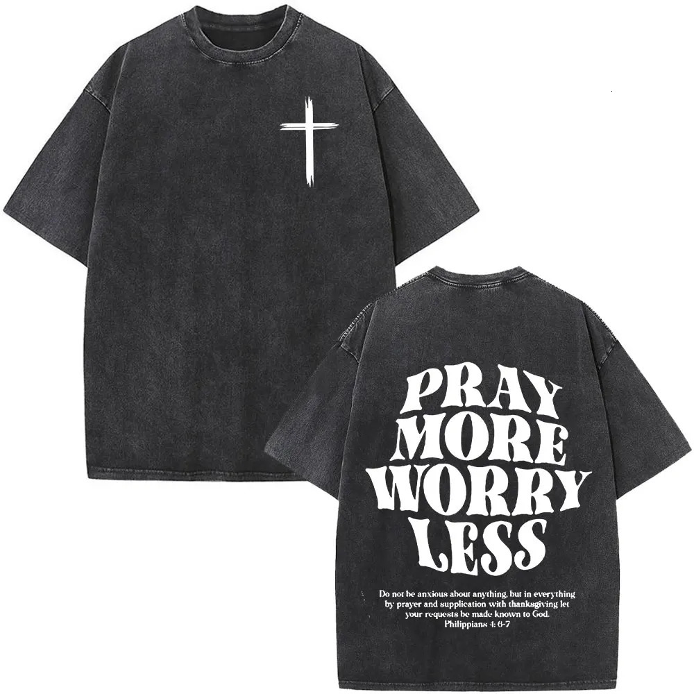 Christian Jesus Faith Over Fear Bible Verse Washed T-shirts Men Women Fashion Vintage Oversized T Shirts Harajuku Cotton T-shirt 251213