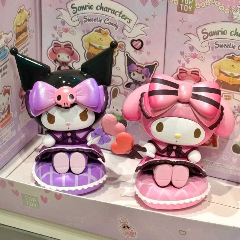 Sanrio Genuine Sweetie Candy Series Blind Box Kuromi Pochacco Cinnamoroll Pompompurin Melody Action Figure Mystery Gift Toy H251217