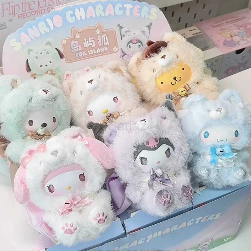 Sanrio IN STOCK Characters Fox Island Blind Box Cinnamoroll Kuromi Vinly Plush Pendant Bag Anime Doll Keychain Mystery Box Toys H251217