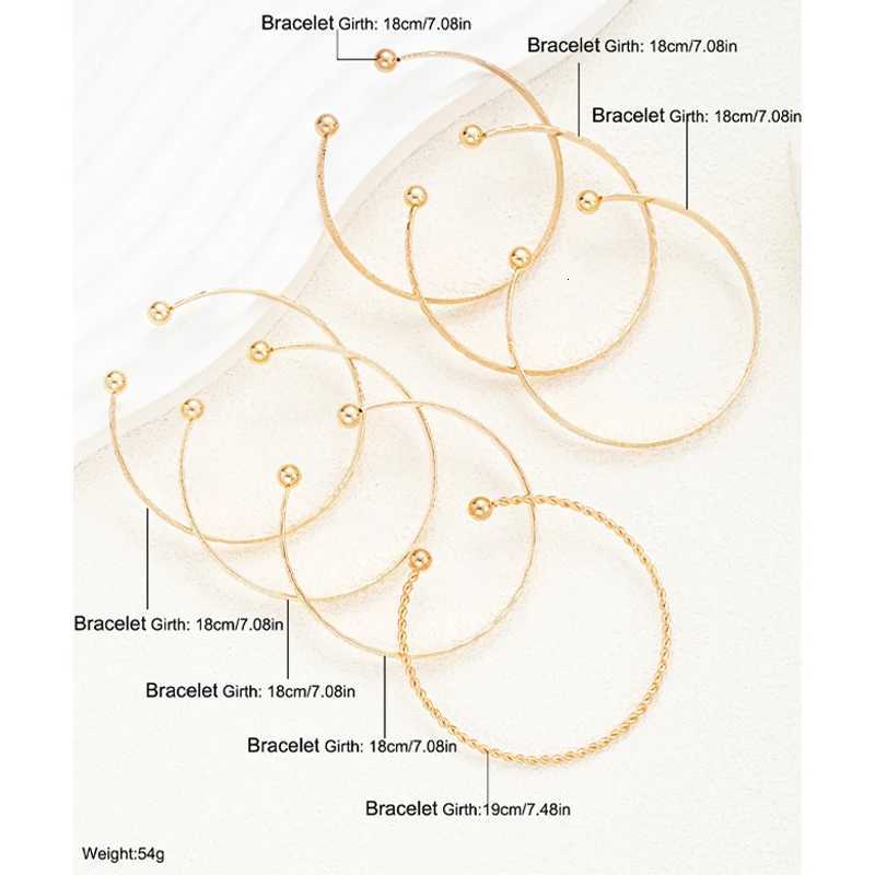 7 Pcs/Set Punk Gold Color s for Women Streetwear Goth Heart Prints Metal Design Open Bangle Fashion Jewelry Gifts 2024 M251217