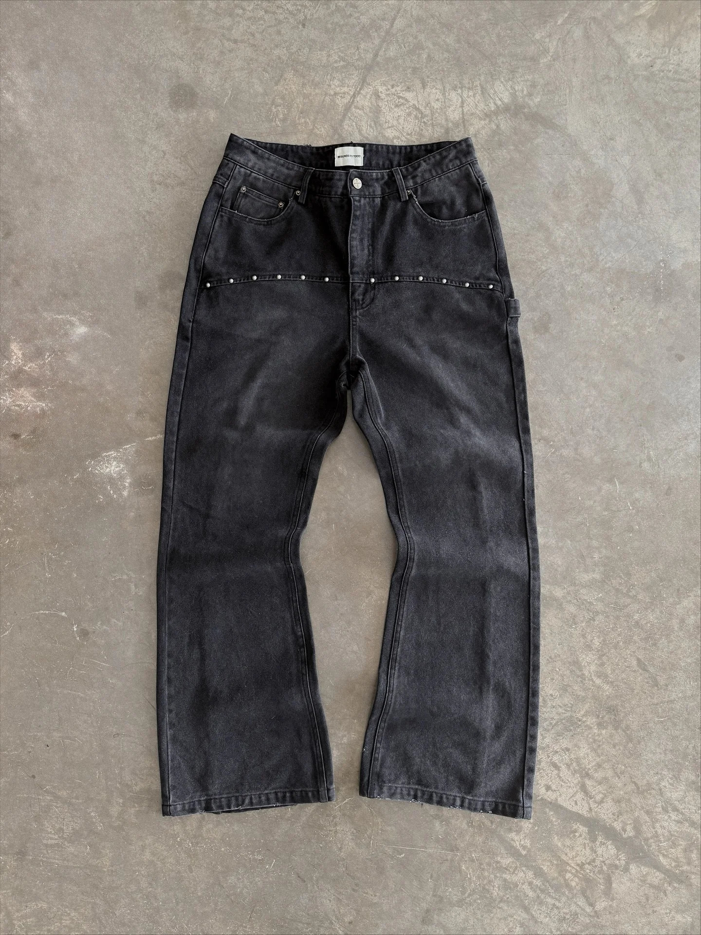 American Retro Bead Embroidery Jeans Men Women Fashion Trend Loose Pants Washed Hip Hop Pattern Couple Wide 251205