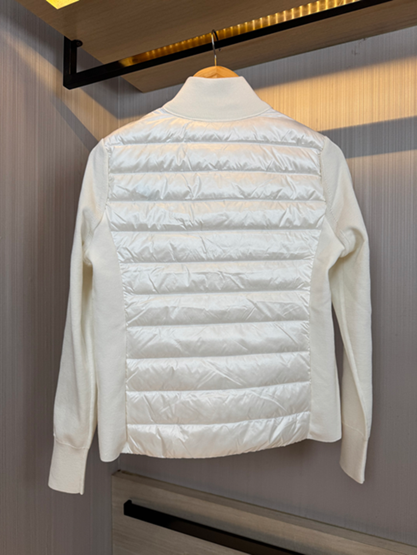 2025 Women down jacket New patchwork women stand-up collar down jacket Wool knit patchwork Jacket20896