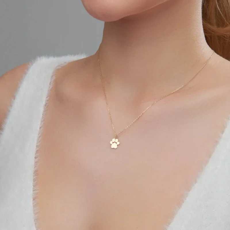 Stainless Steel Cat Paw Pendant Necklace Animal Paw Charm Choker Necklace Cat Paw Print Necklace Women Jewelry Simple Design G251217
