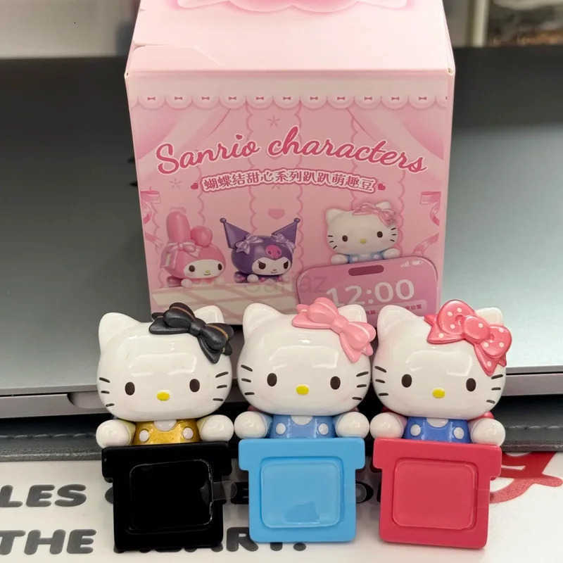 Sanrio In Stock Kuromi My Melody Bow Sweetheart Papa Series Blind Box Desktop Mobile Phone Decorative Ornaments Anime Figure Collection H251217