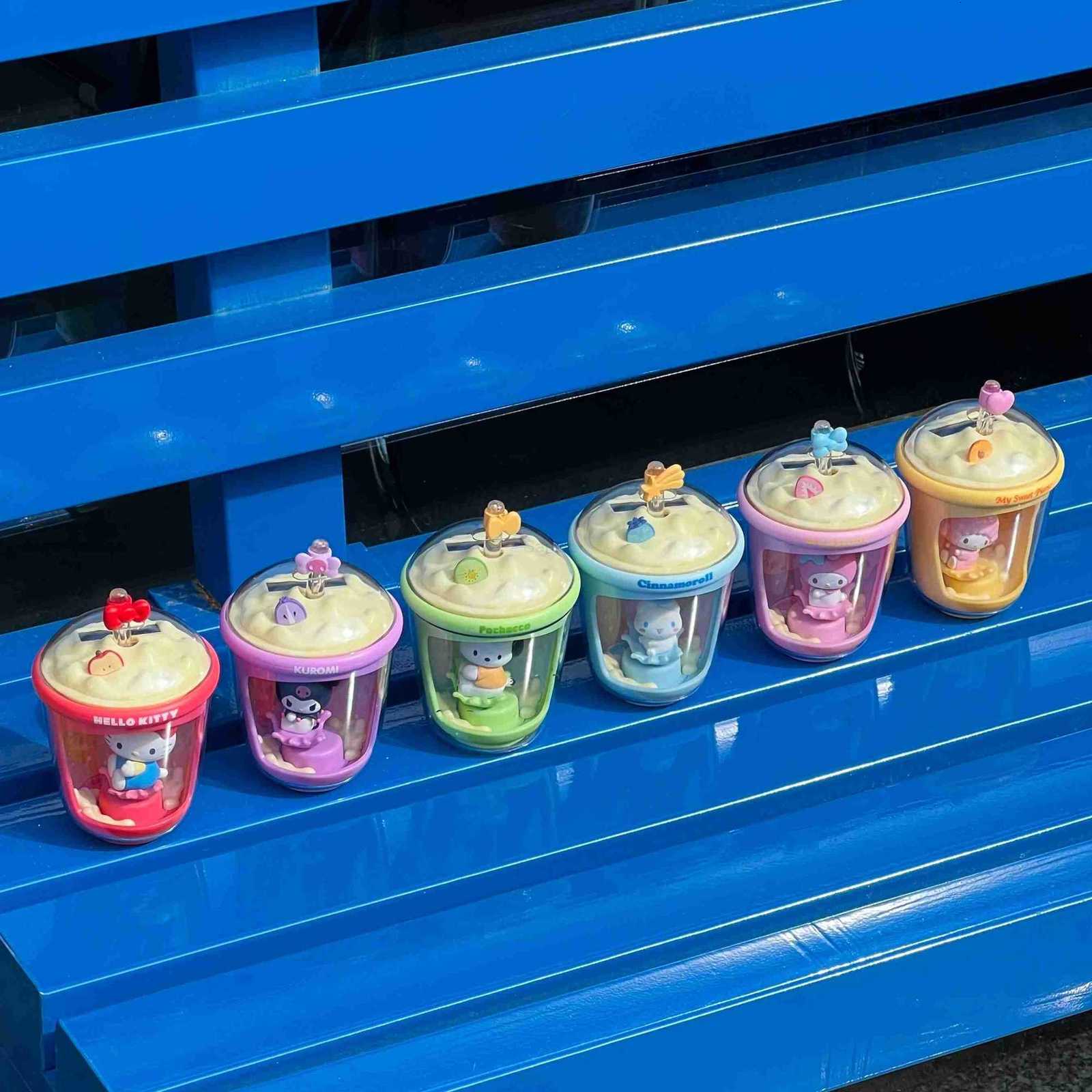 Sanrio Cartoon Milk Tea Cup Series Shake Blind Box Cute Sanlio Doll Creative Fun Car Ornament Office Desktop Decoration Toy Gift H251217