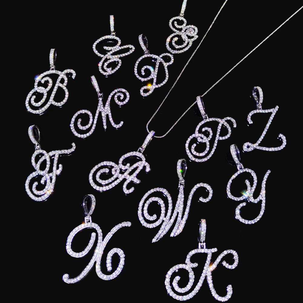 Flatfoosie New A-Z Cursive Initial Letter Name Pendant Necklace For Women Simple Rope Chain Letter Necklace Fashion Jewelry Gift G251217
