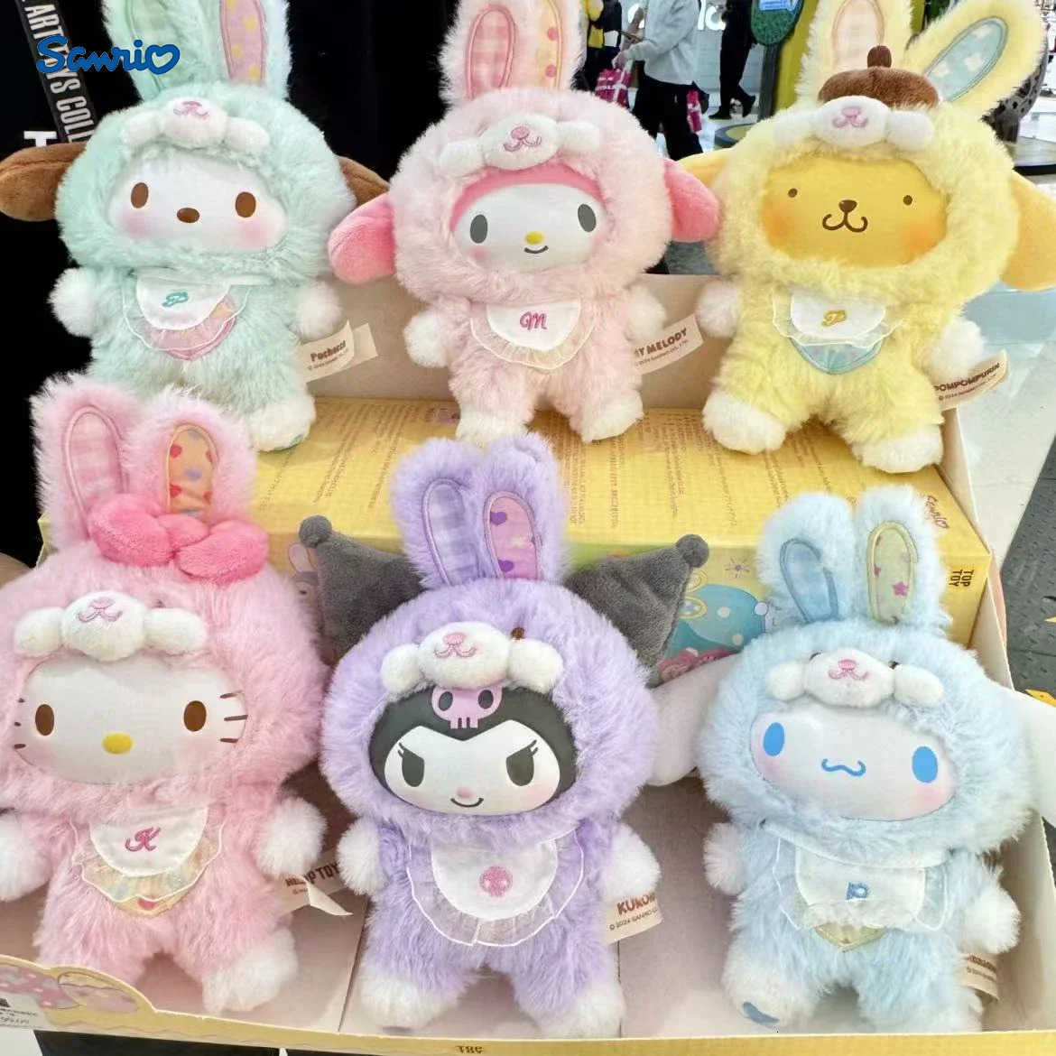 Sanrio New Cartoon Rabbit Series Blind Box Kuromi Pochacco Hello Kitty 3 Generations Vinyl Doll Children Toys Christmas Gifts H251217