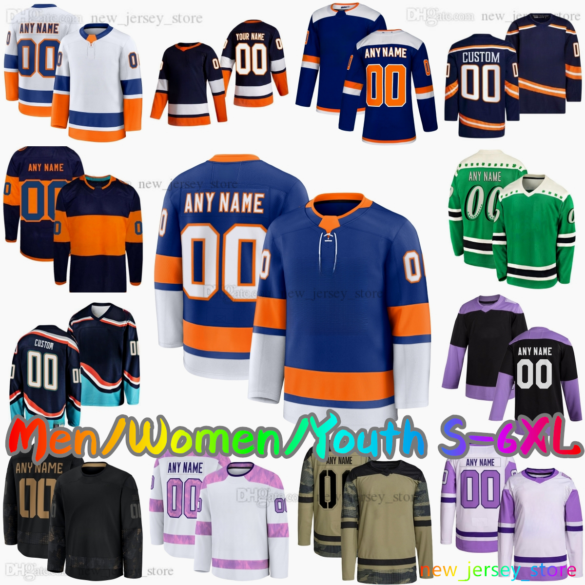 Custom S-6XL New Ice Hockey Jersey Mathew Barzal Anders Lee Ilya Sorokin Bo Horvat Casey Cizikas Matthew Schaefer Ryan Pulock Jean-Gabriel Pageau Stitched Jerseys