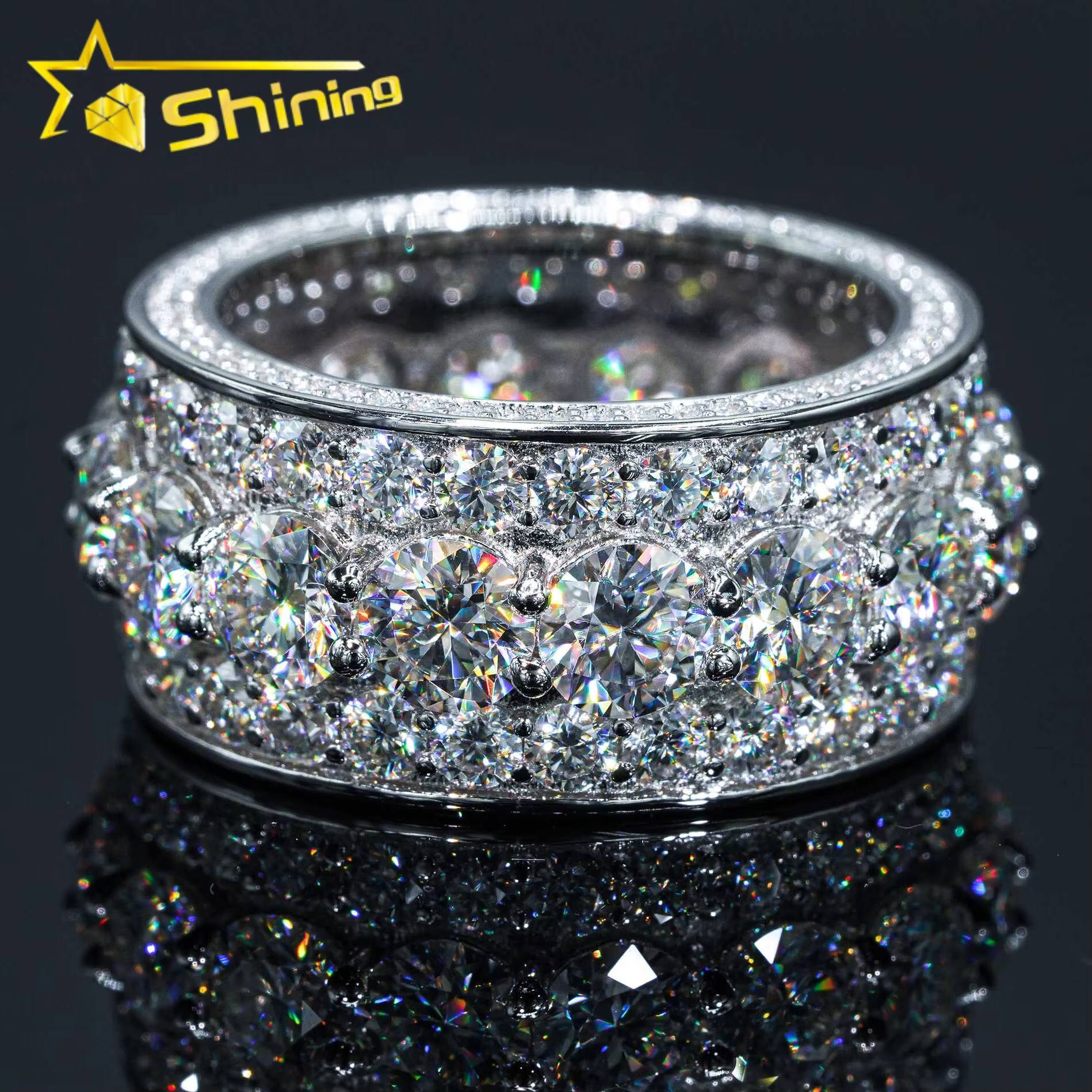 Hot Sale Iced Out Jewelry Fine Man Jewelry Engagement Rings 925 Silver Jewelry FL Moissanite Diamond Band Ring Man With GRA