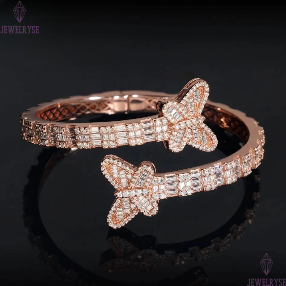 Iced Out Sterling Silver 925 Hip Hop Jewelry VVS Moissanite Diamond Bracelet Bangle Men