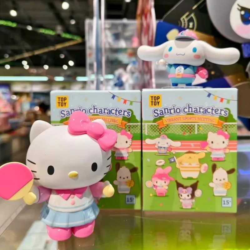 Sanrio Original Family Cheerful Sports Event Series Blind Box Hello Kitty Kawaii Doll Decorations Collectible Figure Trendy Gift H251217