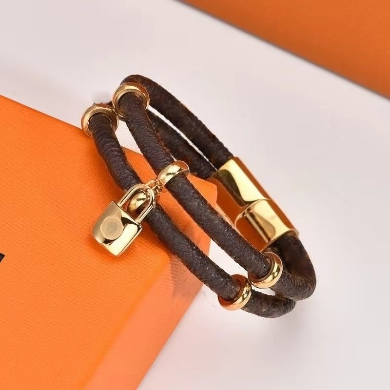 luxury jewelry leather bracelet designer bracelet women jewlery charm bangle stainless steel business classic casual flower bracelet designer Chirstmas gift