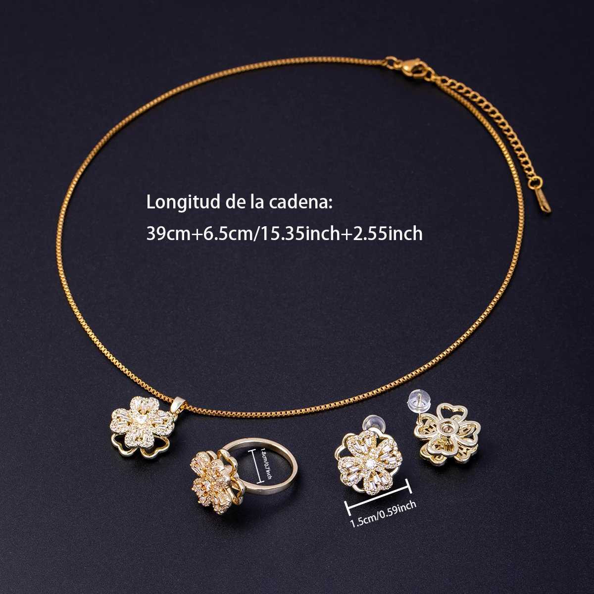 Popular Jewelry 4-Piece Set Super Flash Rotatable Ring AccESSible Luxury Niche Exquisite Bracelet Crystal Necklace Womens Ear Hook G251217