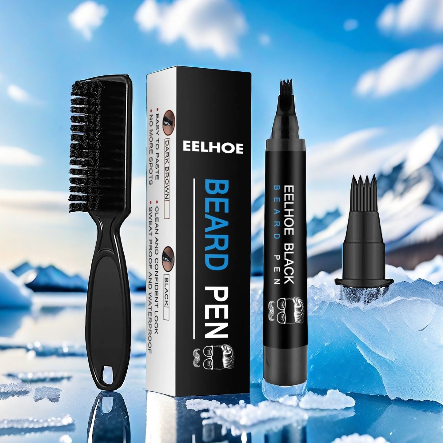 EELHOE Best Beard Pen for Men - Waterproof Touch Up to Instantly Cover Gray & Patchiness | Smudge Proof