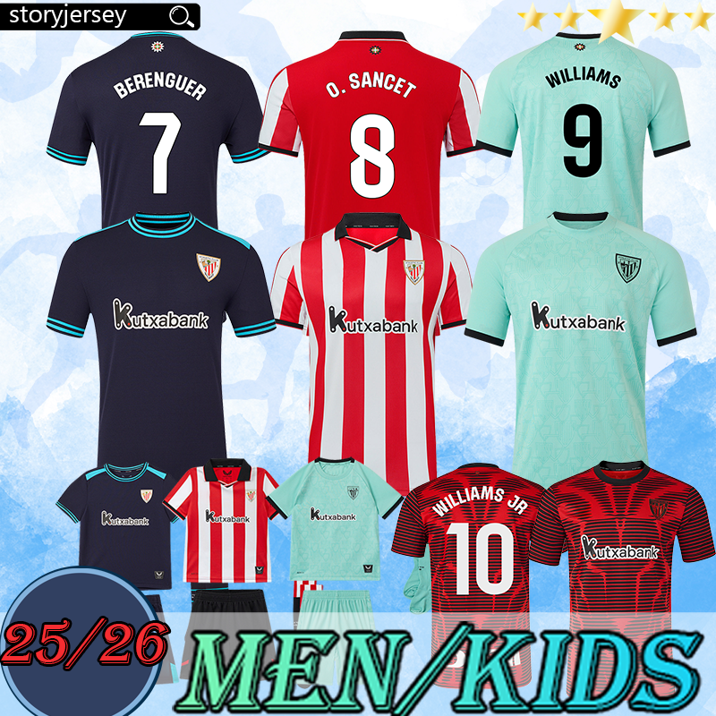 25 26 GURUZETA BERENGUER Club Bilbaos Soccer Jerseys PRADOS WILLIAMS JR Football shirt DJALO 2025 2026 ANDER HERRERA VILLALIBRE camiseta Sancet Athleticses kit
