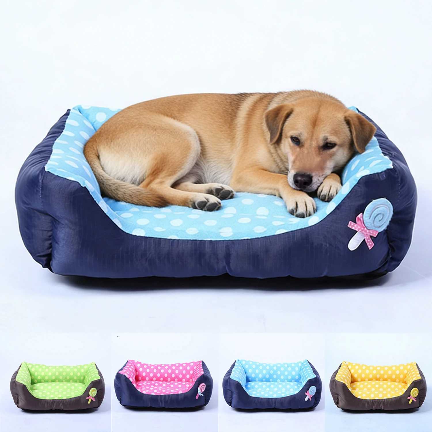Square Small Dog Bed Soft Candy Cute Medium Cat Sofa Kennel Comfortable Elastic Dog Sleeping Bed House Accessories M251217