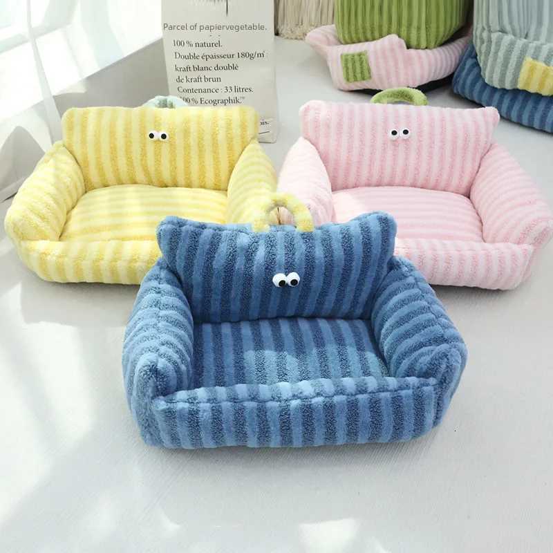 Trendy Big Eye Series Dog Bed Striped Sofa Shape Bed Macaron Pet Bed Portable Bed Small and Medium Dogs and Cats M251217