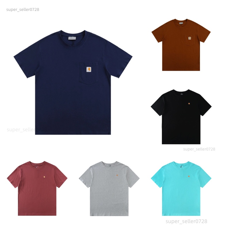 Carharttity Designer Shirt Fashion Simple Style Colors Chest Pocket Tee Mens Womens T Shirts Hip Hop Vintage American Workwear Y2K Tops Carharttshirtmen Tshirt