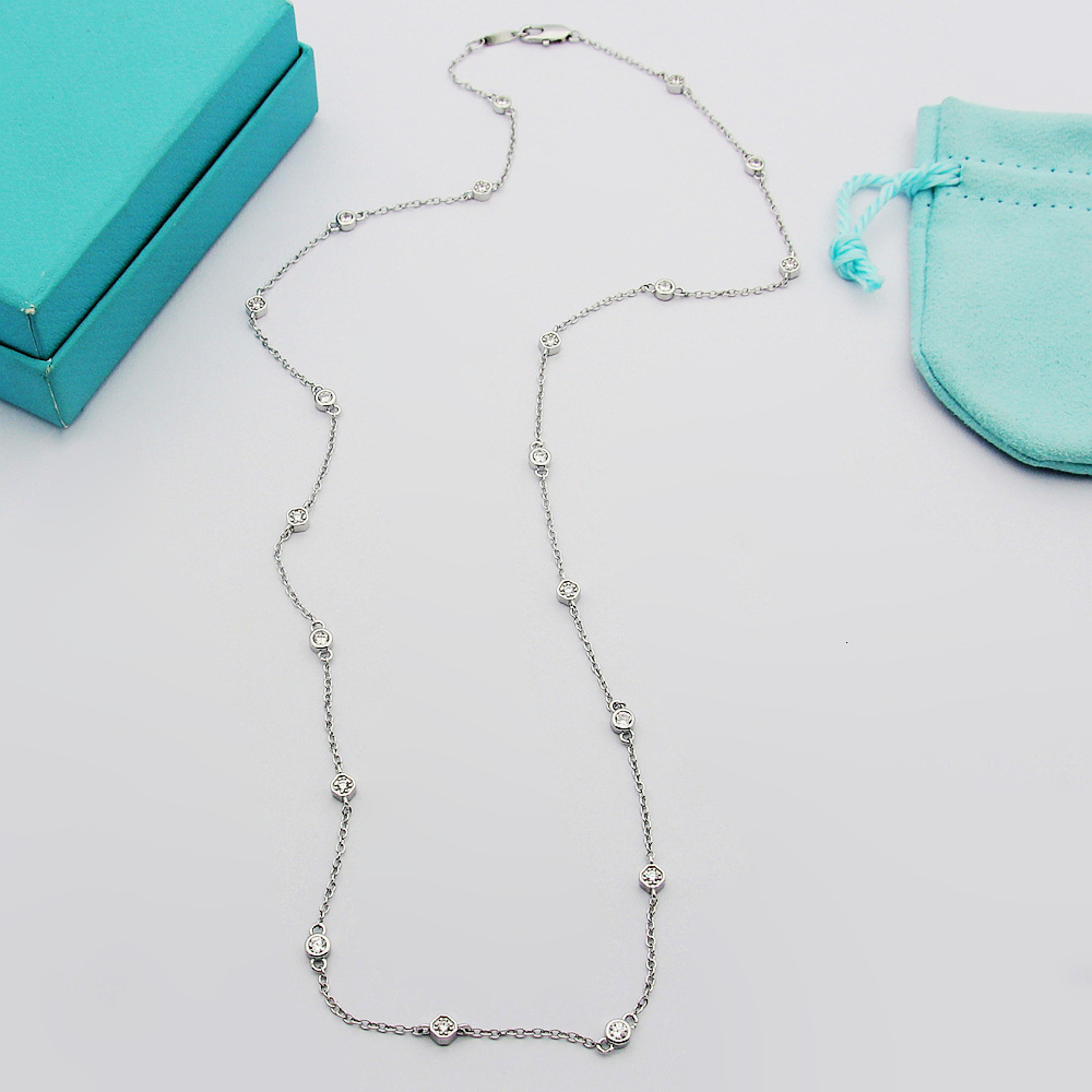 Yajin Jewelry T Letter Classic 20 Diamond Raindrop Necklace Womens 20 Small Round Diamond Necklace