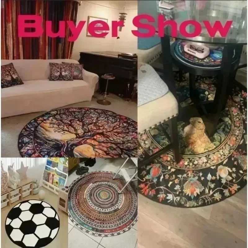 White Plum Bloss Round Carpet Non Slip Floor Mat Black Brown Oriental Design For Living Ro Study Ro He Decor Rug Y251216