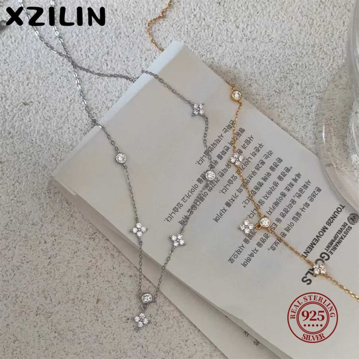 XZiLin 925 Sterling Silver Inlaid Zircon Flower Necklace for women Exquisite Sweet Wedding Jewelry Accessories Gifts G251217