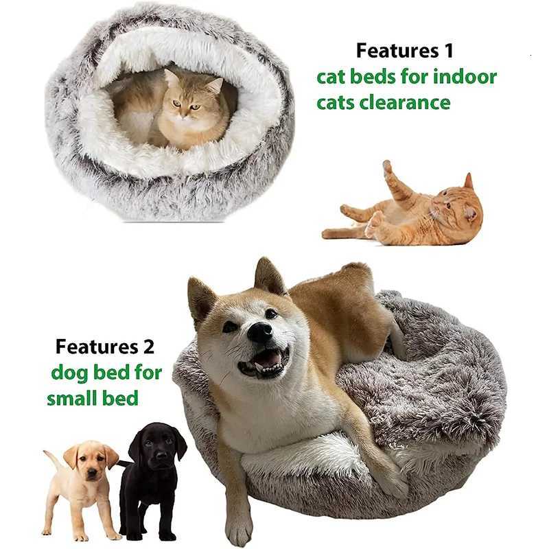 Winter Long Plush Cat Bed Round Pet House Cushion Cat House Warm Kitty Basket Dog Bed Sleep Bag Nest for Small Cat Products M251217