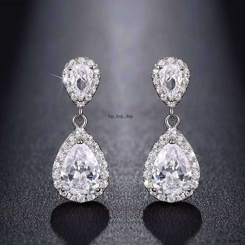 6-Color Water Drop Crystal VVS Moissanite silver gold Bride Wedding VVS Moissanite Women Jewelry Pendant Earrings