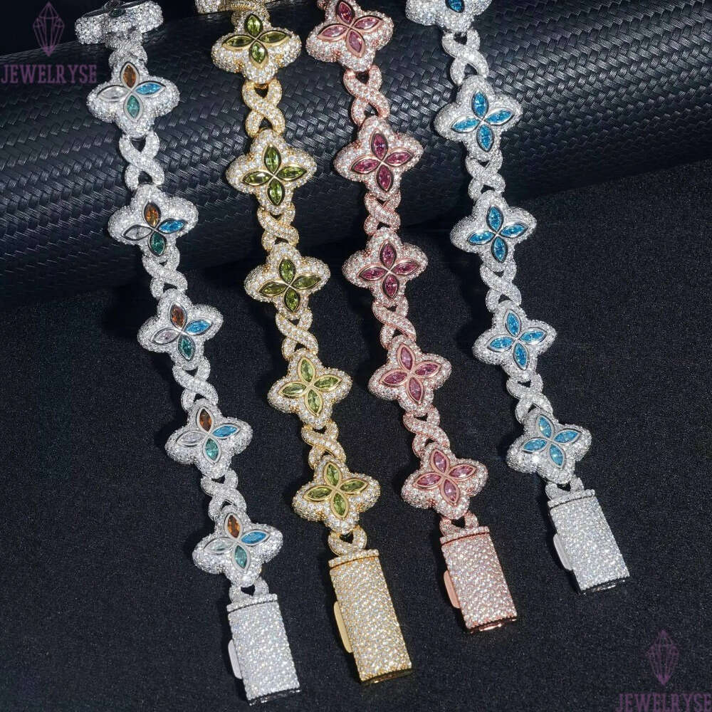 Style S925 Sterling Silver Cut Colored Moissanite Bracelet Passes The Diamond Tester And Comes With Gra