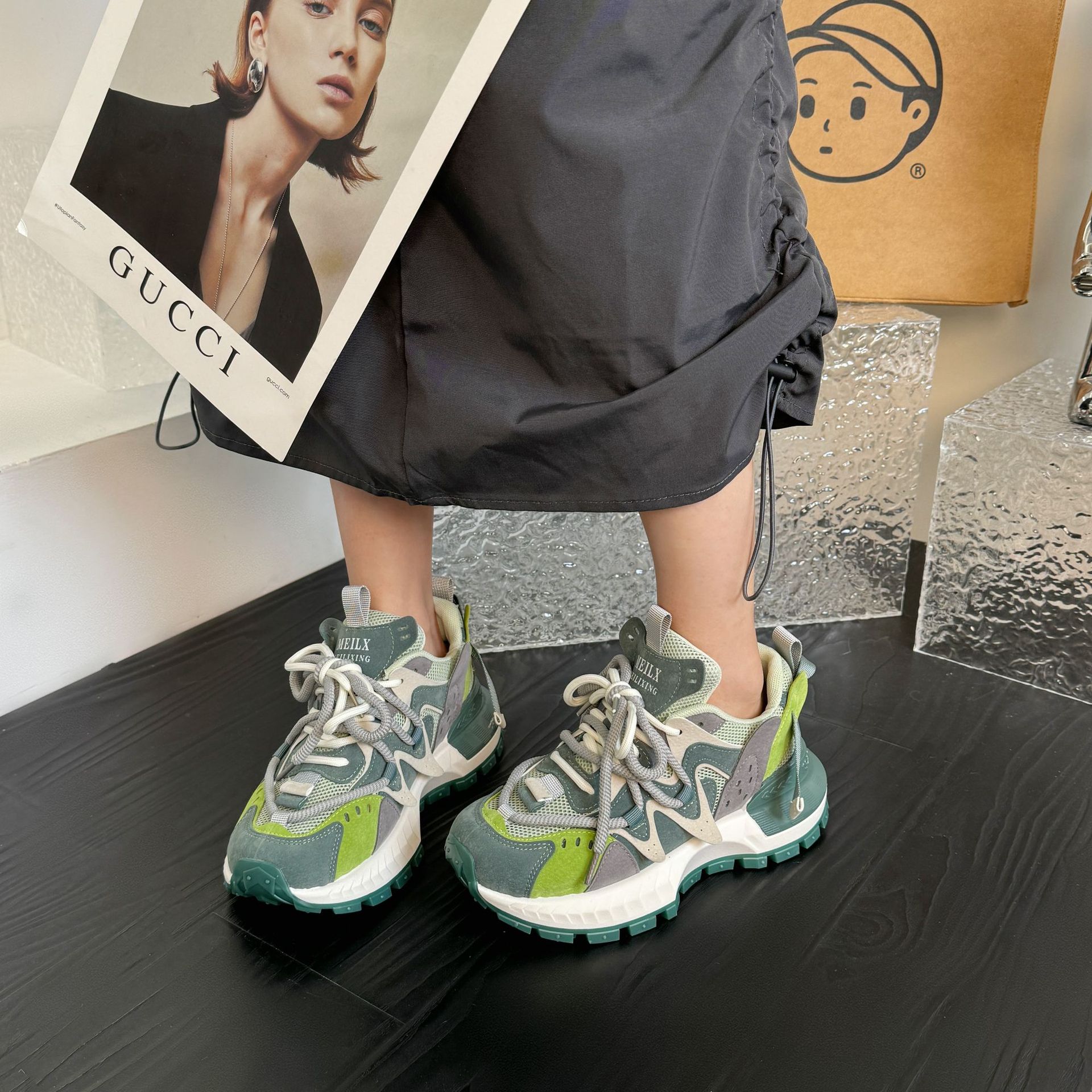 2025 mesh breathable platform dad shoes for women height increase sneakers student fashion Forrest Gump shoes