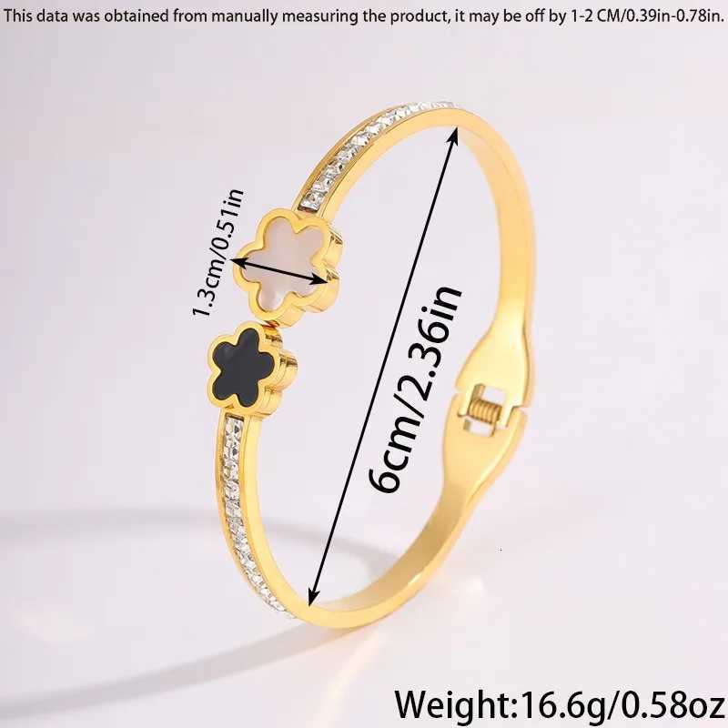 Gold/Silver luxury Stainless Steel Double Flower Plum Blossom Open Bangle Temperament for Woman Girl Hip Hop Party Jewelry C r Gift M251217