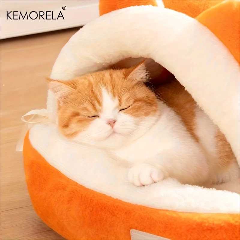 KEMORELA New For Cat Ear Cat Bed -Soft Semi Winter-Enclosed Pet Nest with Non-Slip Bottom Windproof Warm Removable Washable M251217