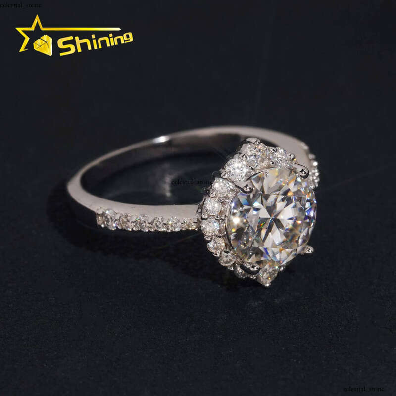 Fashion Design GRA Certificate 925 Silver 2.5ct Women's Silicon Stone VVS Moissanite Wedding Engagement Ring