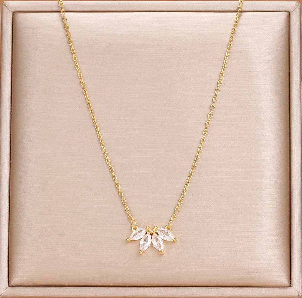 Simple Stainless Steel Horse Eye Zircon Necklace Fashion Elegant Crystal Collarbone Chain For Women Trendy Jewelry Accessories G251217