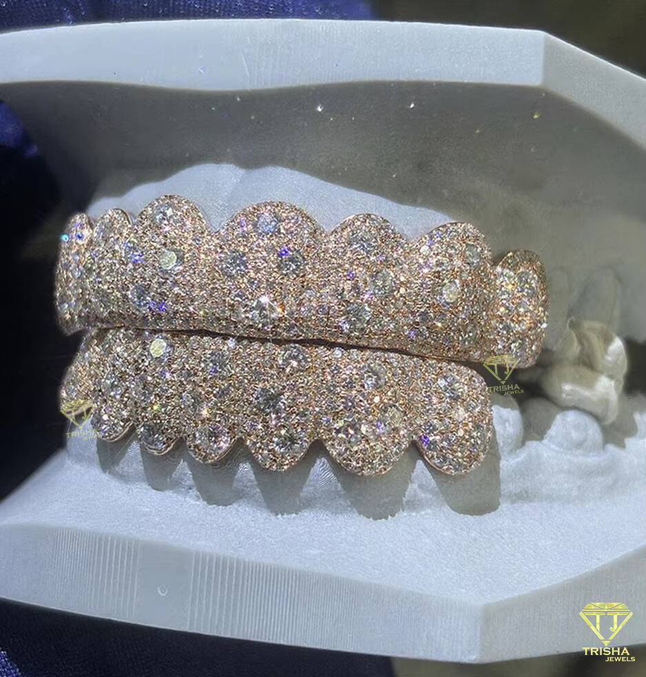 Customized Fit Grillz S925 Sterling Silver with VVS Moissanite Pass diamond tester Iced Out Dental Personalized Gift - view 3