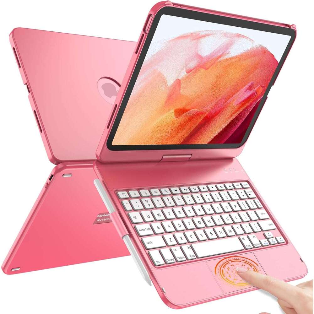 TQQ Touch 11th Generation Case with Keyboard 11", 2025 10th 10.9", 2022 - 360° Rotatable, Thin & Light, Multi-Touch Tracpad for iPad A16 11th/10th Gen Dar