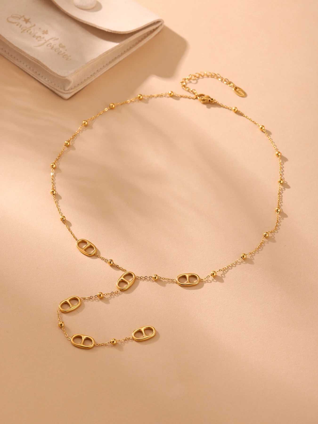 Nivora Fashion Long Chain Stainless Steel Necklacs For Women PVD Real Gold Plated Metal Female Collar Party Banquet Jewelry G251217