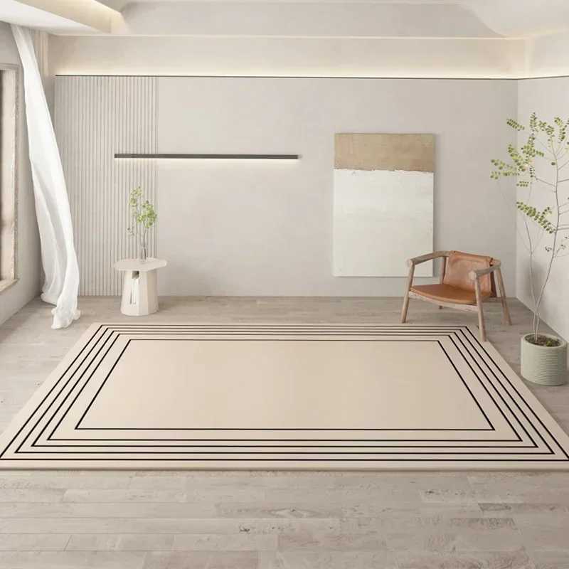 VIKAMA Off-White Irregar Rug Abstract Lines Art Design Soft to the Touch Living Ro Bedro Decor Instagram-Worthy Style Y251216