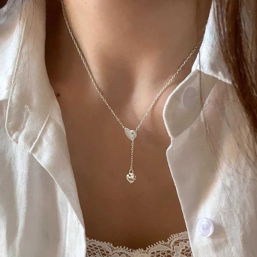 925 Sterling Silver Necklace Heart Pendant Love Adjustable Choker Elegant for Women Girl Jewelry Gift G251217