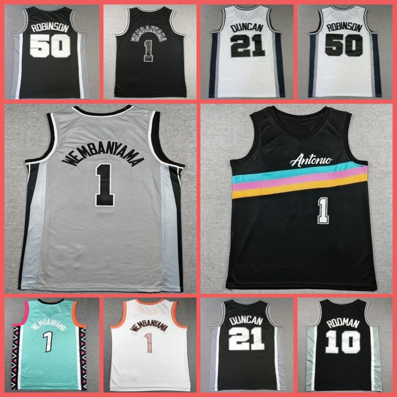 Mens 1 Victor Wembanyama Basketball Jerseys Mens 3 Keldon Johnson David Robinson 21