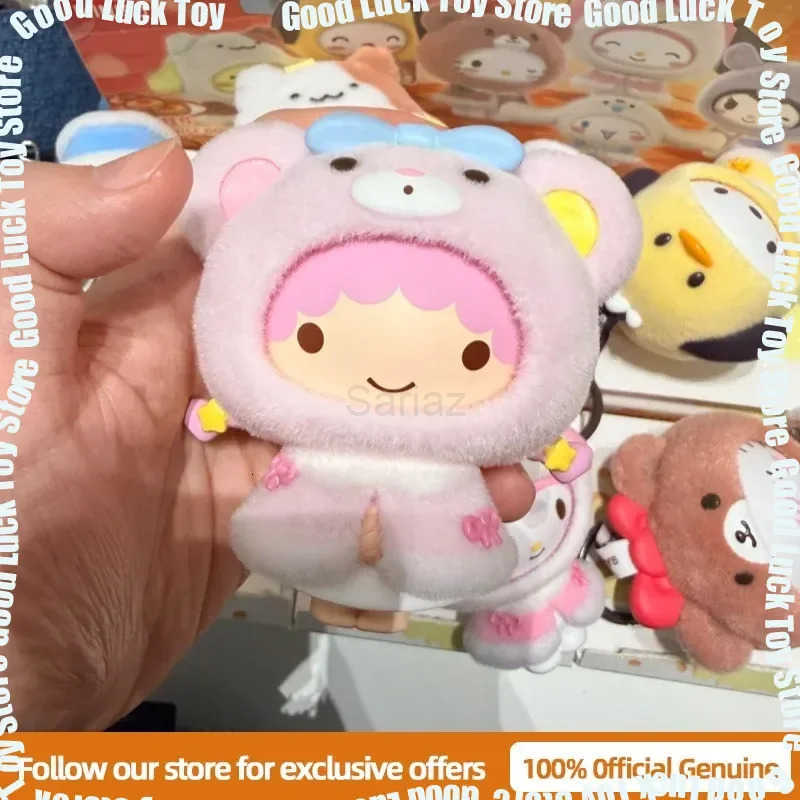 Sanrio New Genuine MINISO Little Cape Series Blind Box Kuromi KT Flocked Keychain Face Changing Trendy Toy Bag Charm Cute Gift H251217