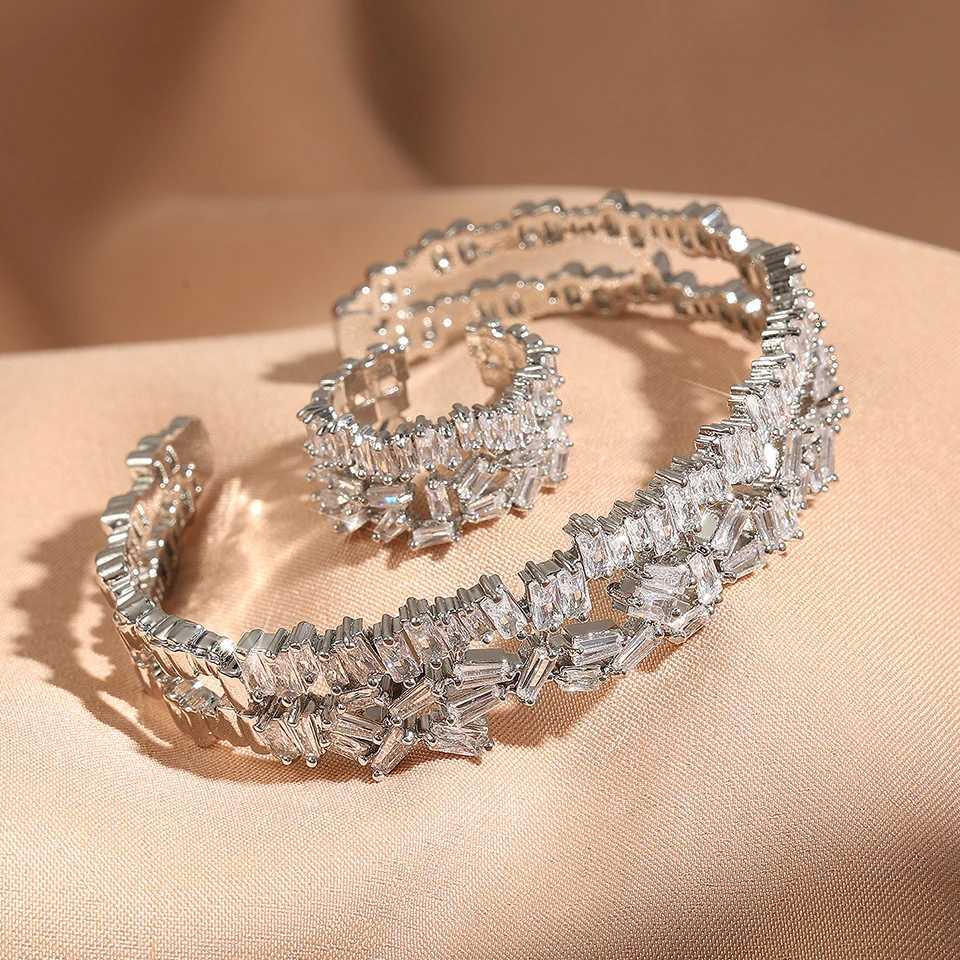 ZAKOL Brand Classic Shiny AAA Cubic Zirconia Ring Bangles Wedding Jewelry Set for Women Luxury Dubai Saudi Wedding Jewelry Gift M251217